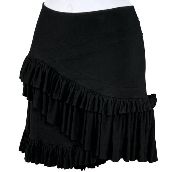 Altuzarra Womens 38/ Large Black Ruffled Asymmetrical Soft Skirt Made In France - Picture 3 of 14